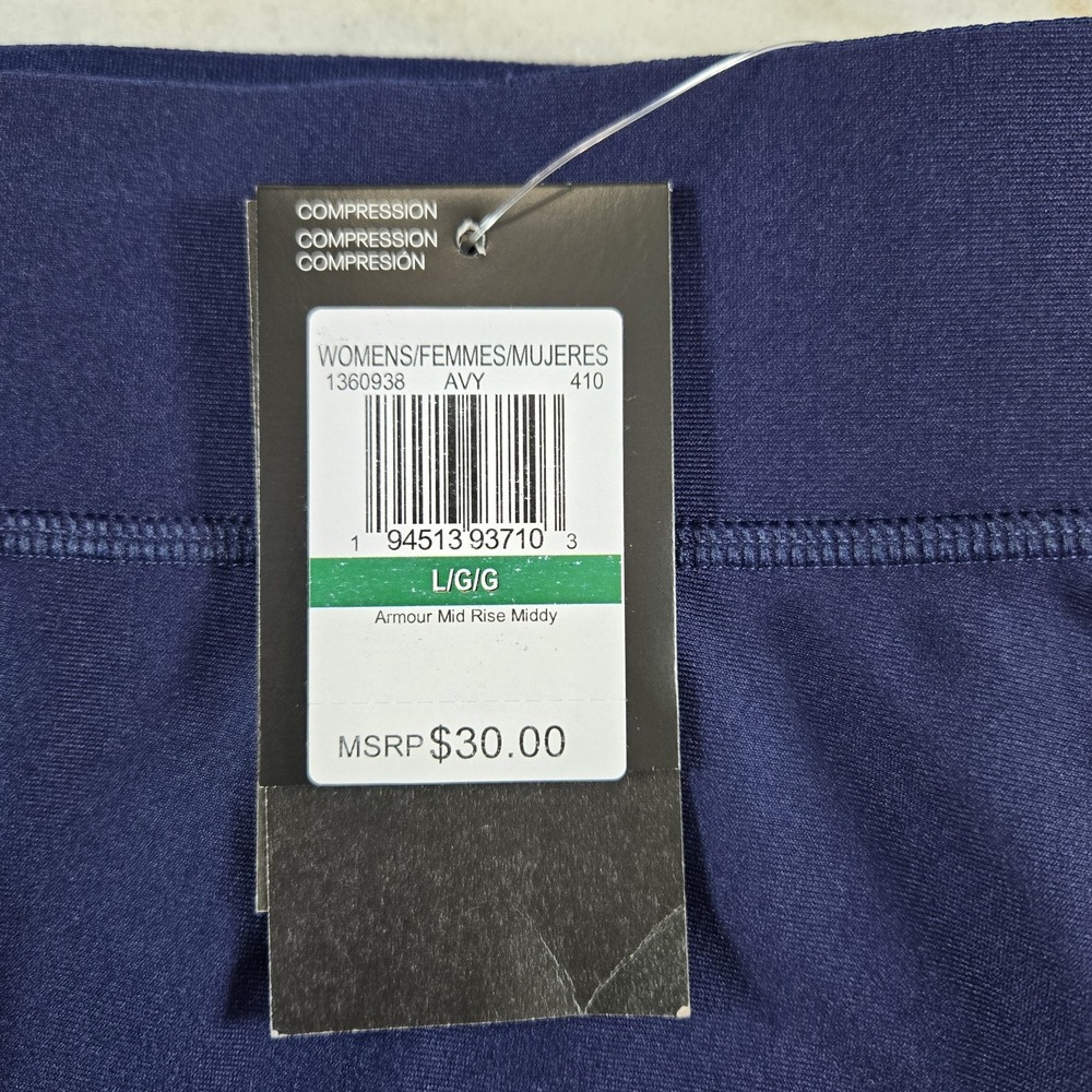 Under Armour HeatGear Compression Shorts‎ Athletic Womens Large Navy Blue NWT - Picture 7 of 9